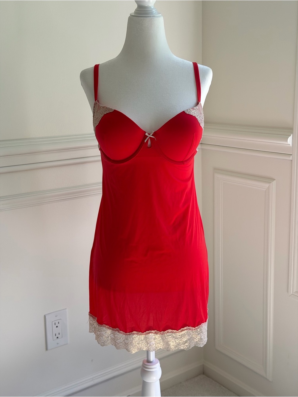 Victoria Secret Red Lace-Trim Slip w/ tags